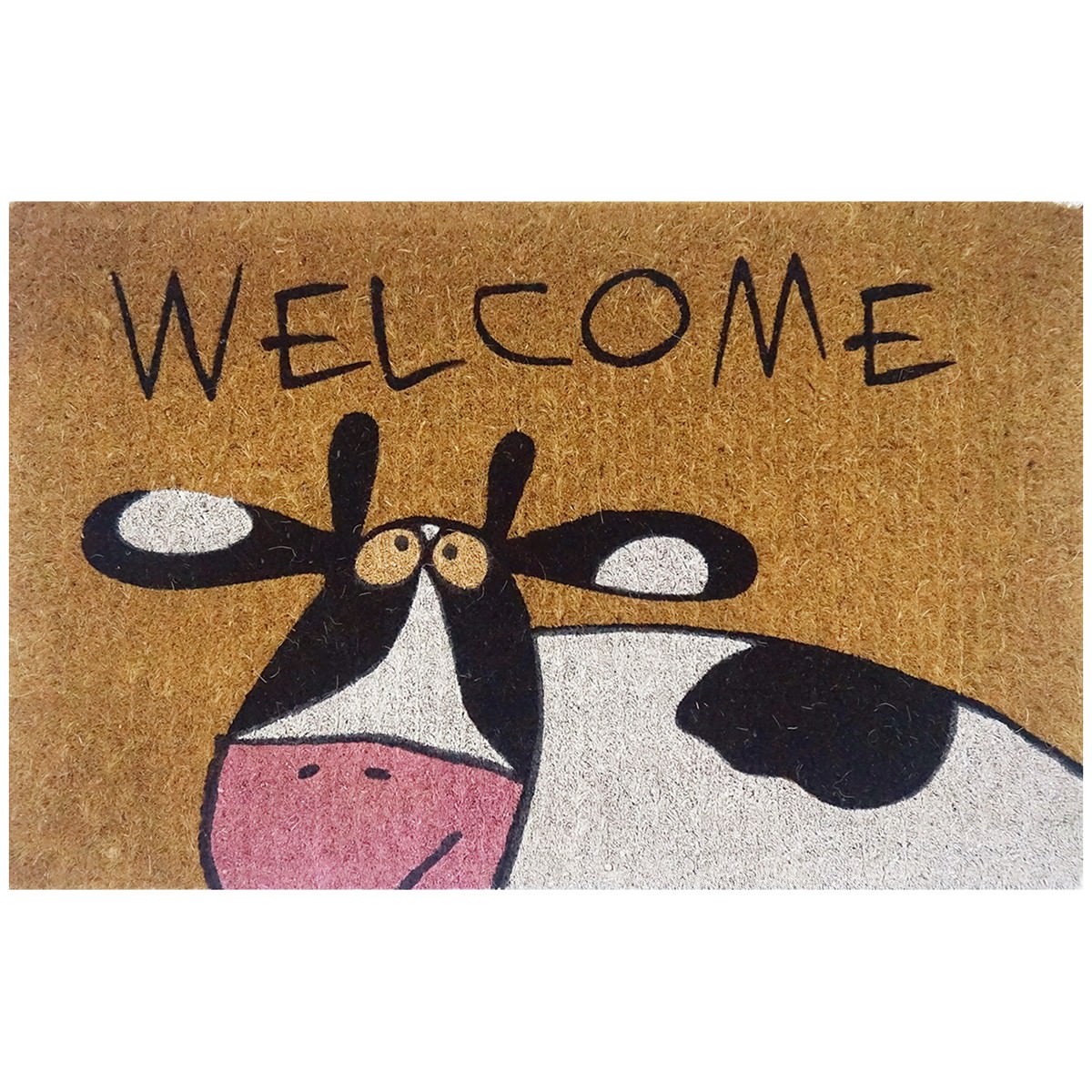Funky Cow Premium Handwoven Coir Doormat, 80x50cm