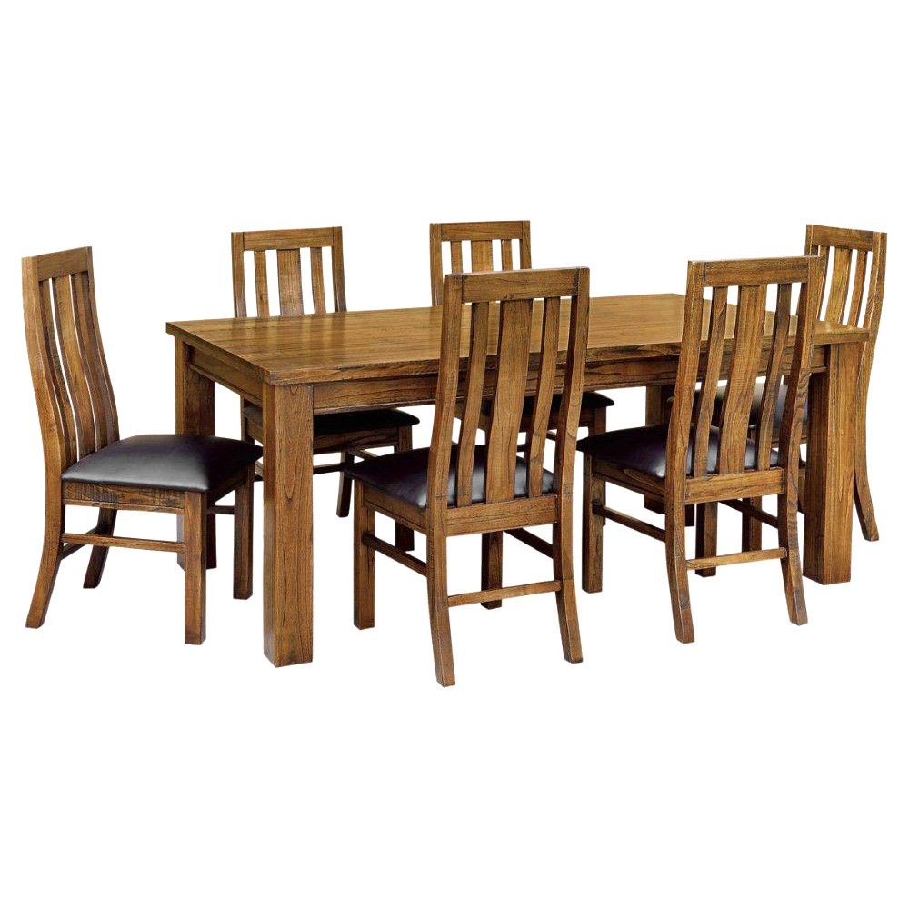 Montana 7 Piece Hardwood Timber Dining Table Set, 190cm