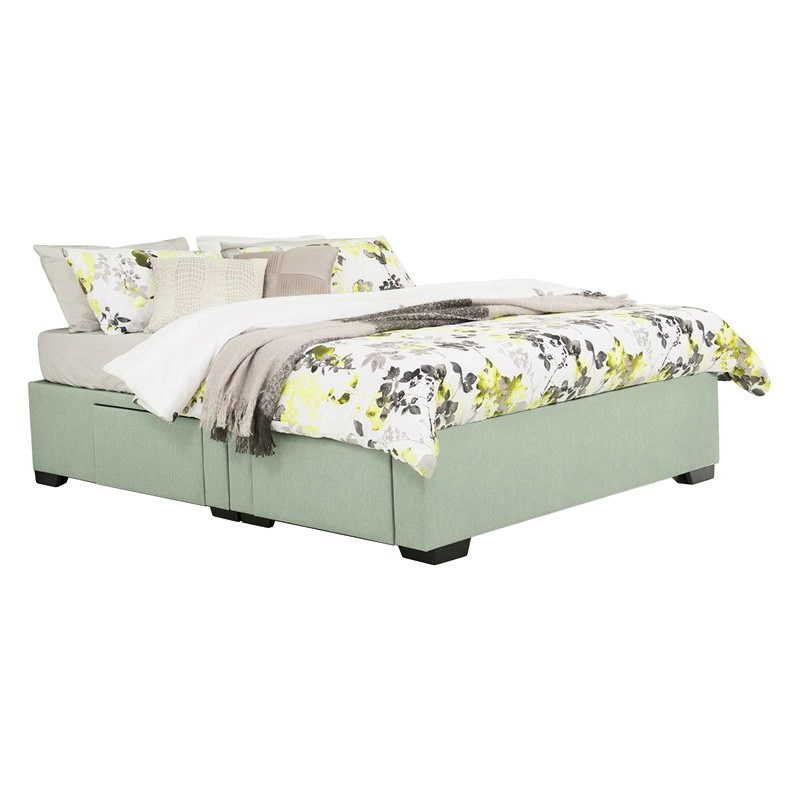 Leilani Australian Made Fabric 4 Drawer Split Bed Base, Queen Size, Duckegg