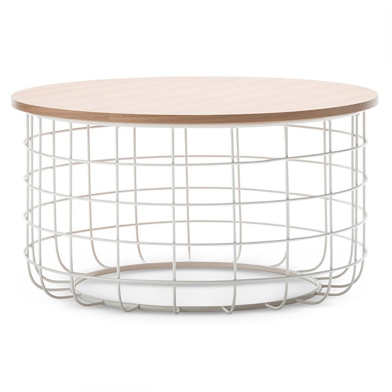 Gabriela Wooden Top Metal Wireframe 80cm Round Coffee ...