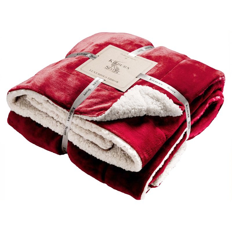 Kilburn & Scott Sherpa Double Sided Flannel Throw, Red