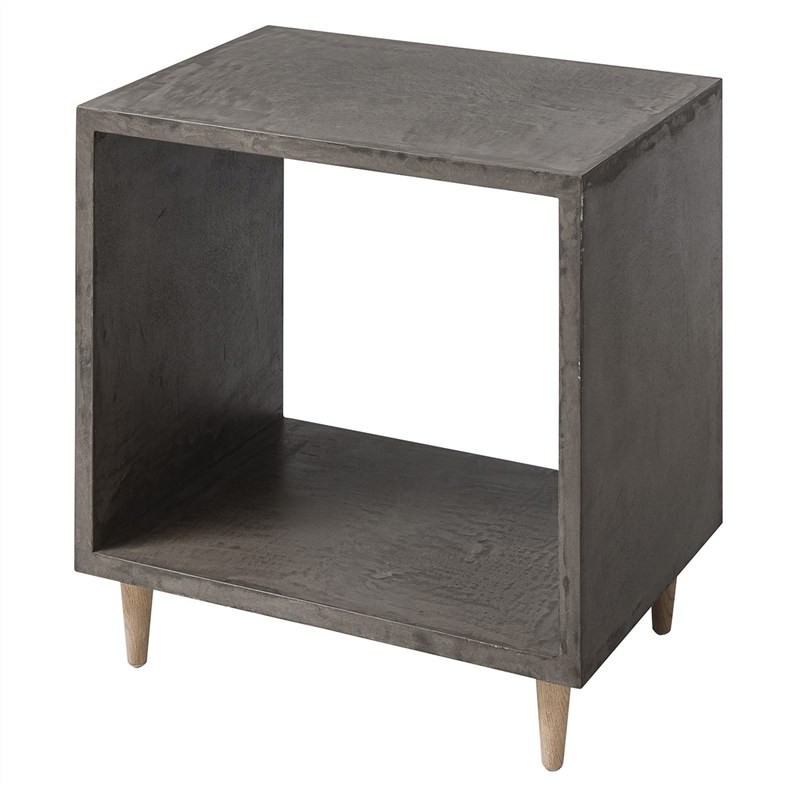 Ohio Faux Concrete Resin Cube Side Table