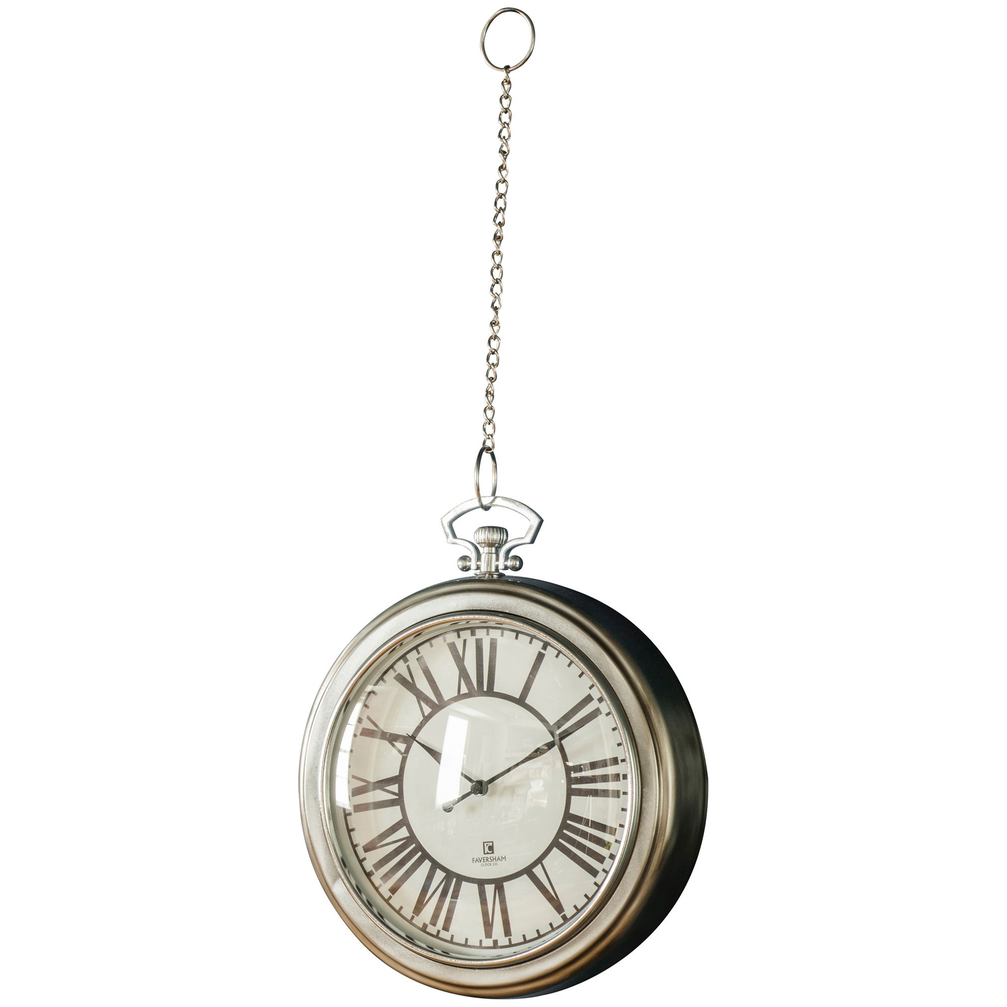 Oxford Pocket Watch Wall Clock, 24cm, Nickel