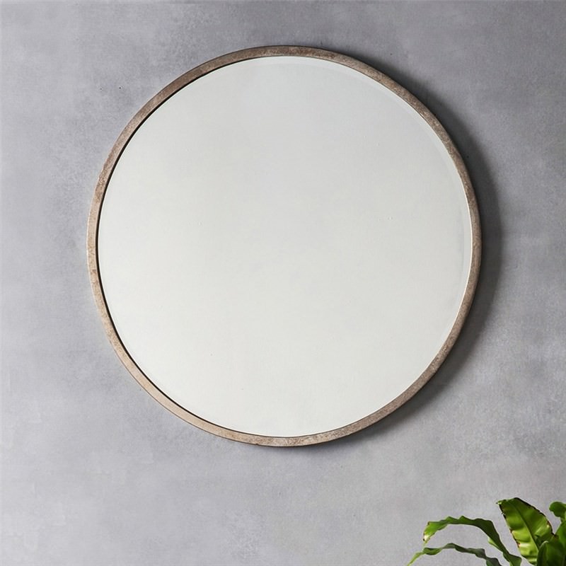Higgins Metal Frame Round Wall Mirror, 80cm, Antique Silver