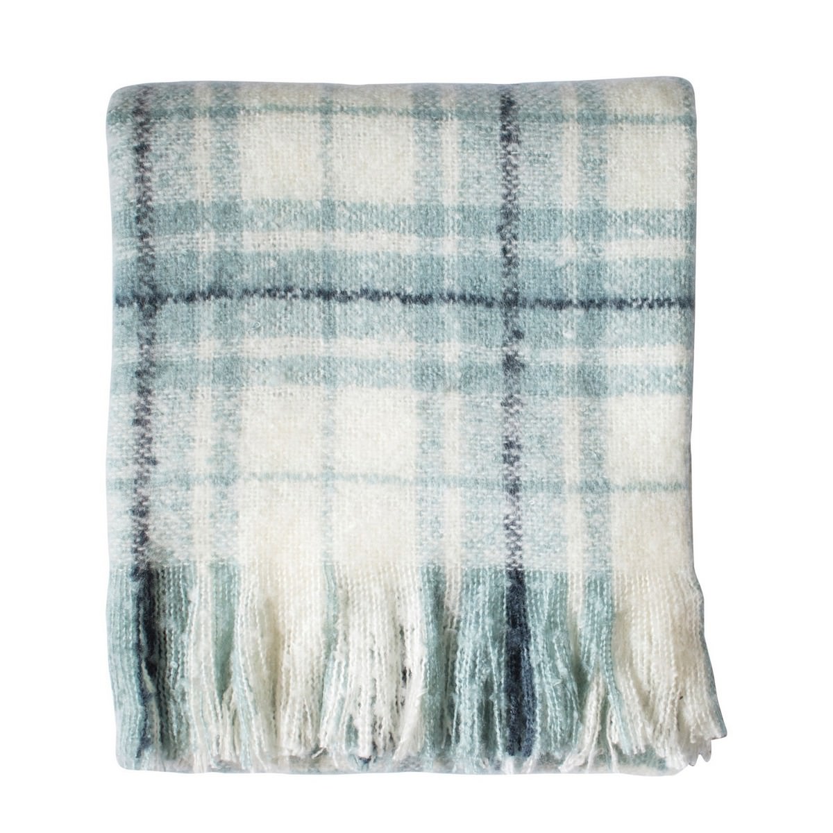 Lexden Check Faux Mohair Throw, Duck Egg Blue