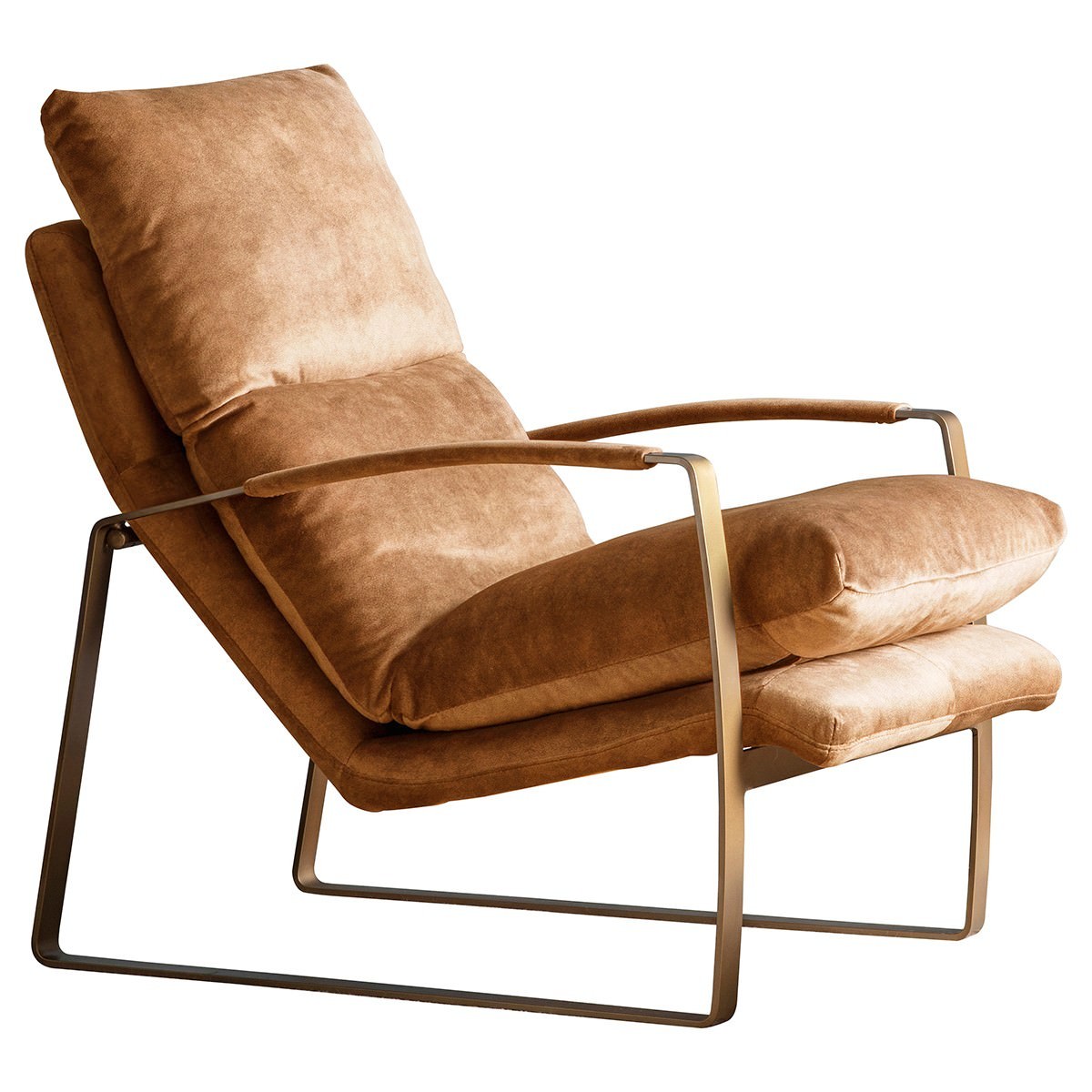 Freya Fabric & Metal Lounge Armchair, Ochre