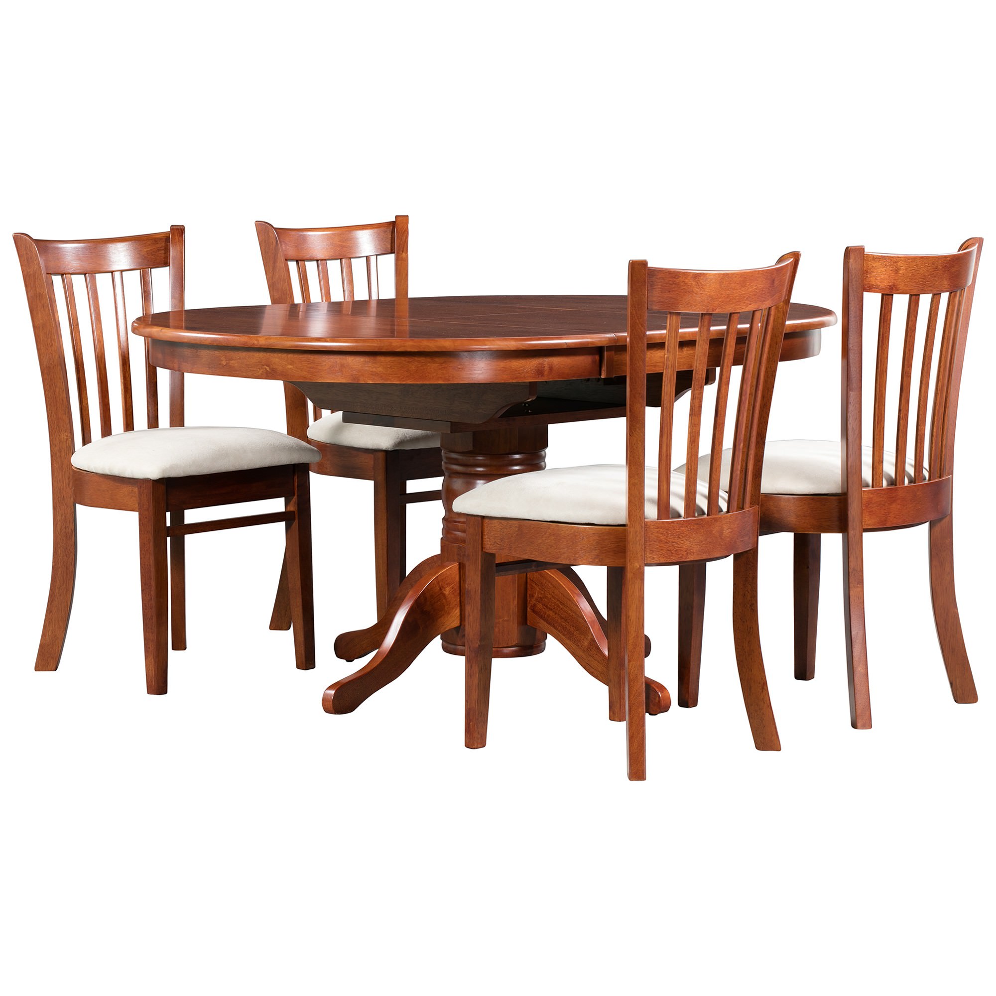 Lismore 5 Piece Rubberwood Timber Extension Dining Table Set, 107151cm