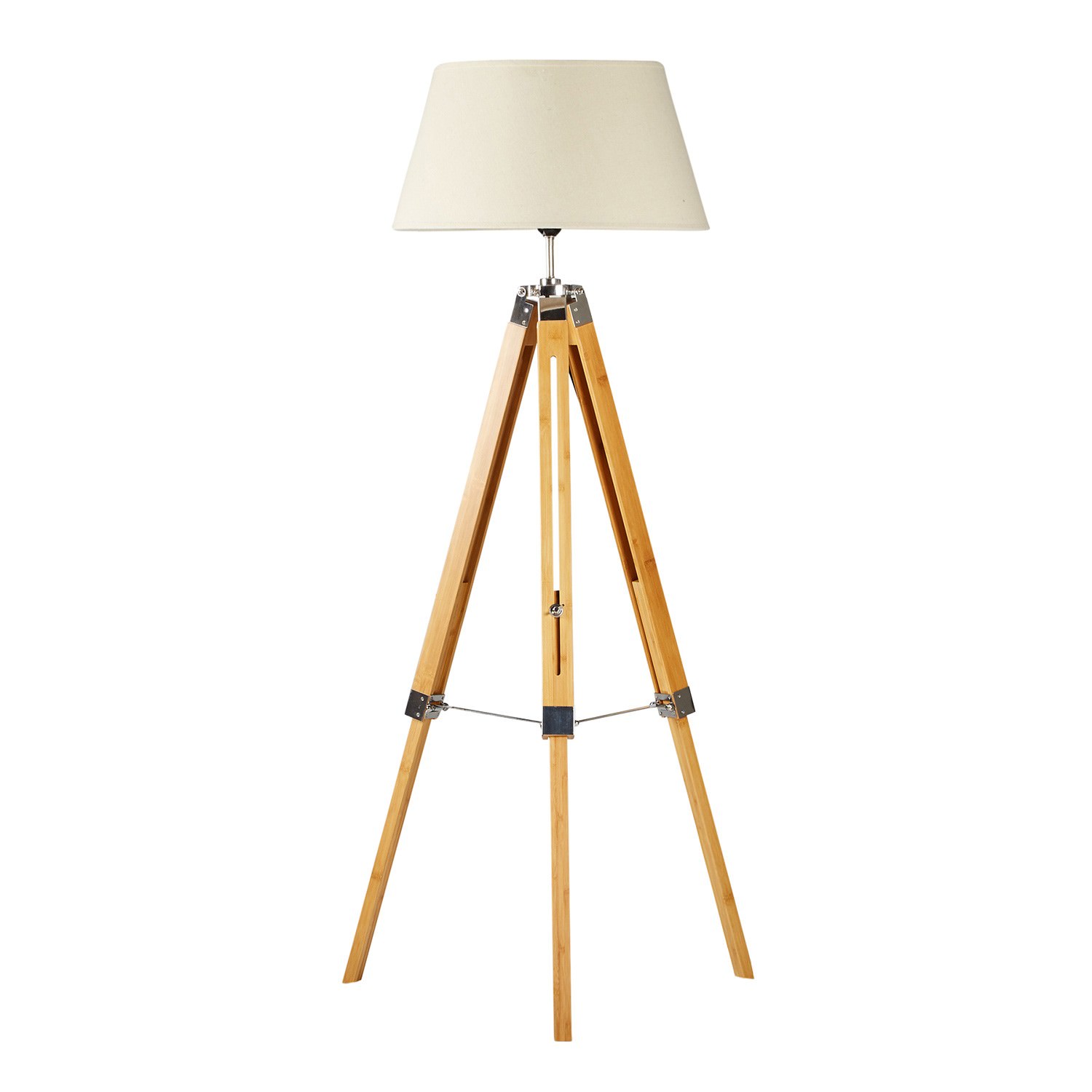 Surveyor Classic Timber Tripod Floor Lamp Natural Beige