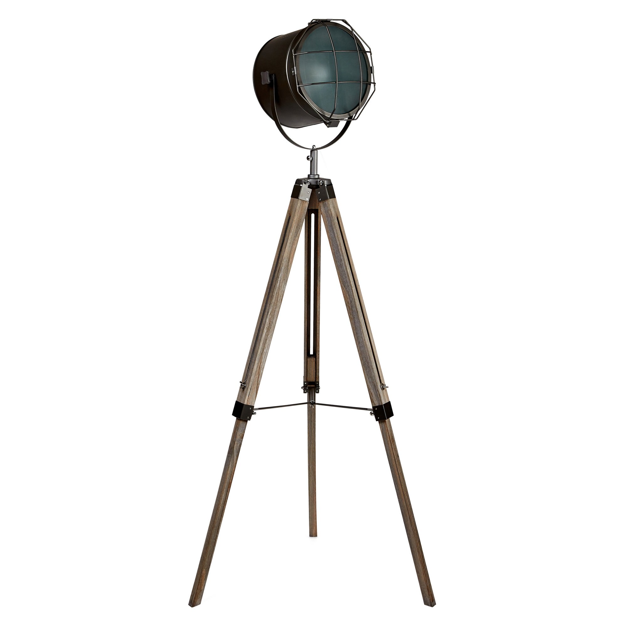 Cape Timber Tripod Spotlight Floor Lamp, Weathered Natural / Gunmetal