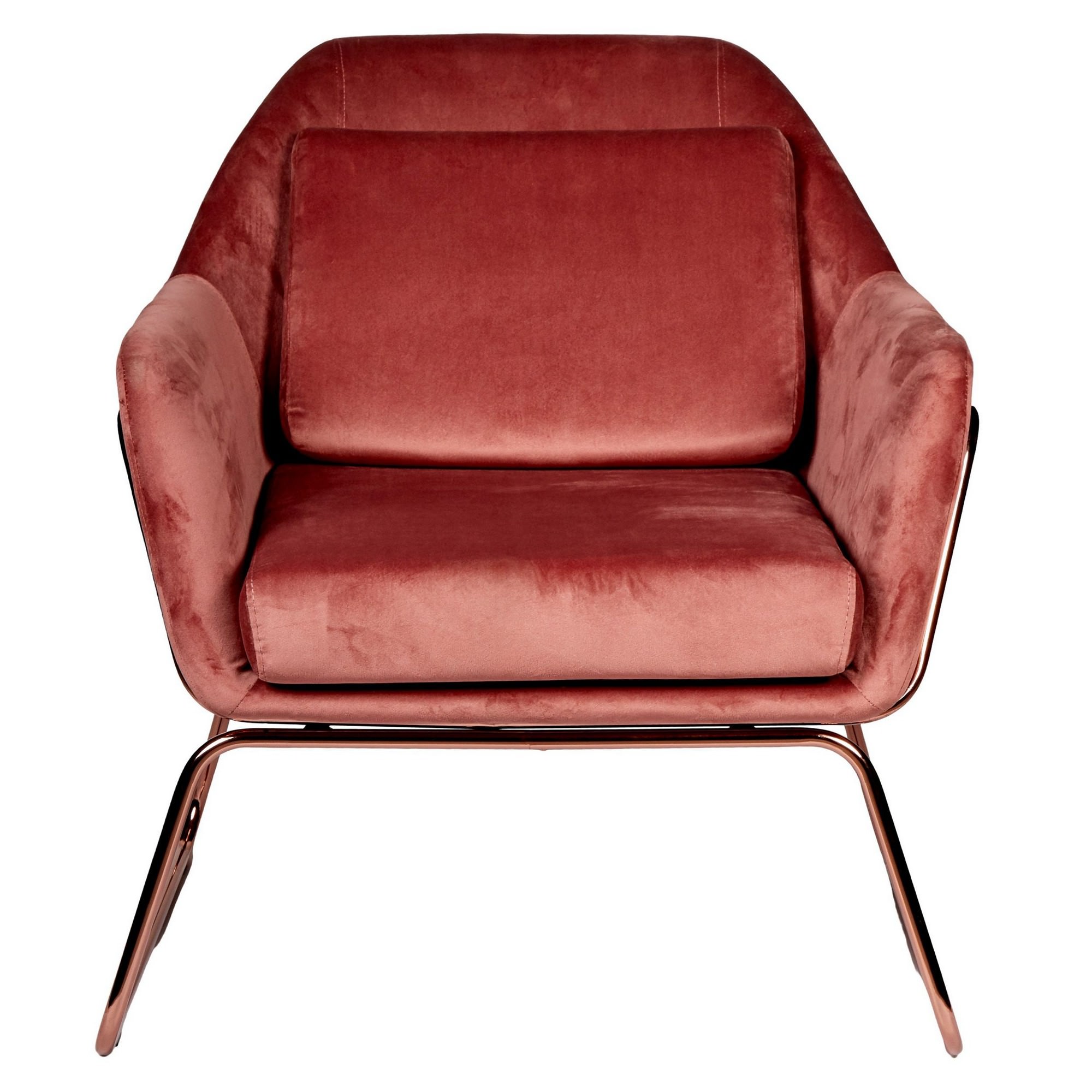 Marco Velvet Fabric Armchair, Blush / Rose Gold