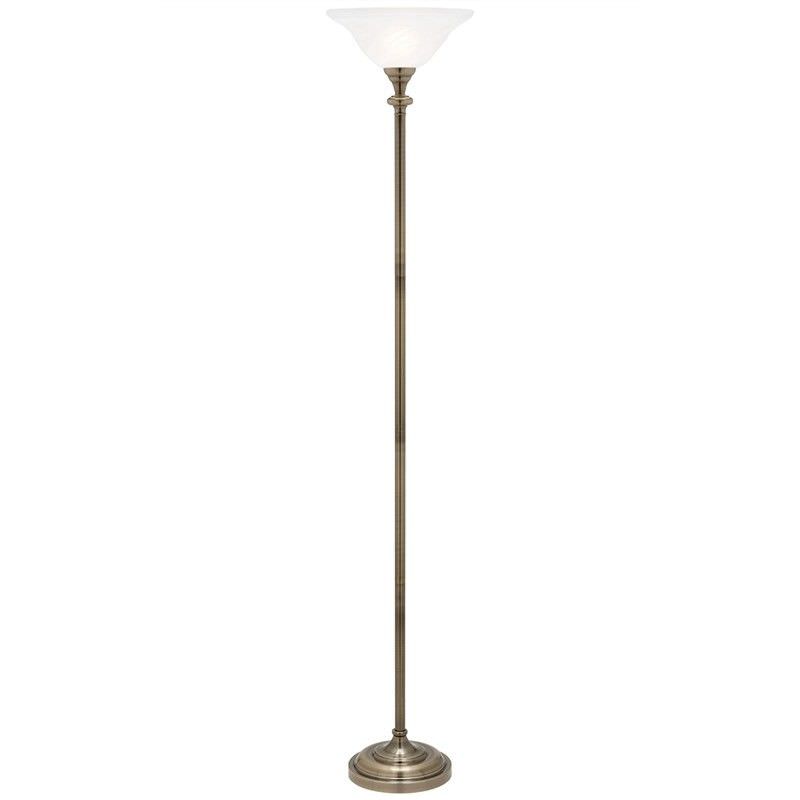 Logan Uplighter Floor Lamp, Antique Brass