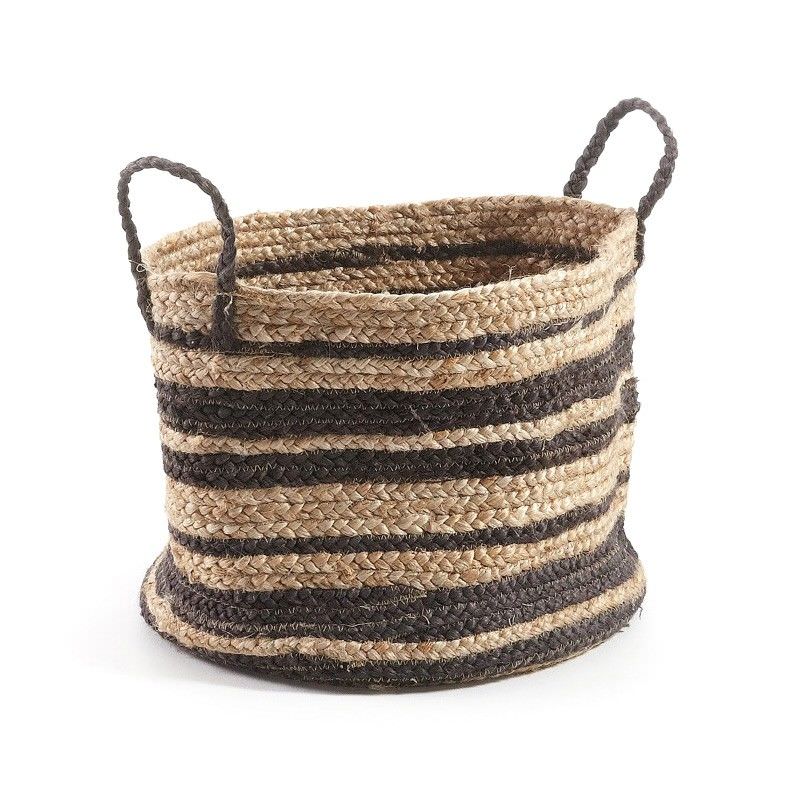 Haus Hand Woven Jute Basket, Natural / Black