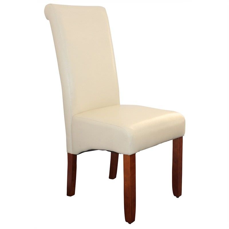 Avalon PU Upholstered Dining Chair - Ivory/Chestnut