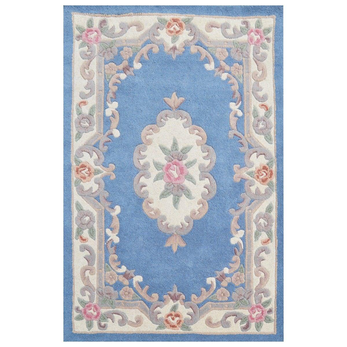 Avalon French Aubusson Wool Rug, 180x120cm, Blue