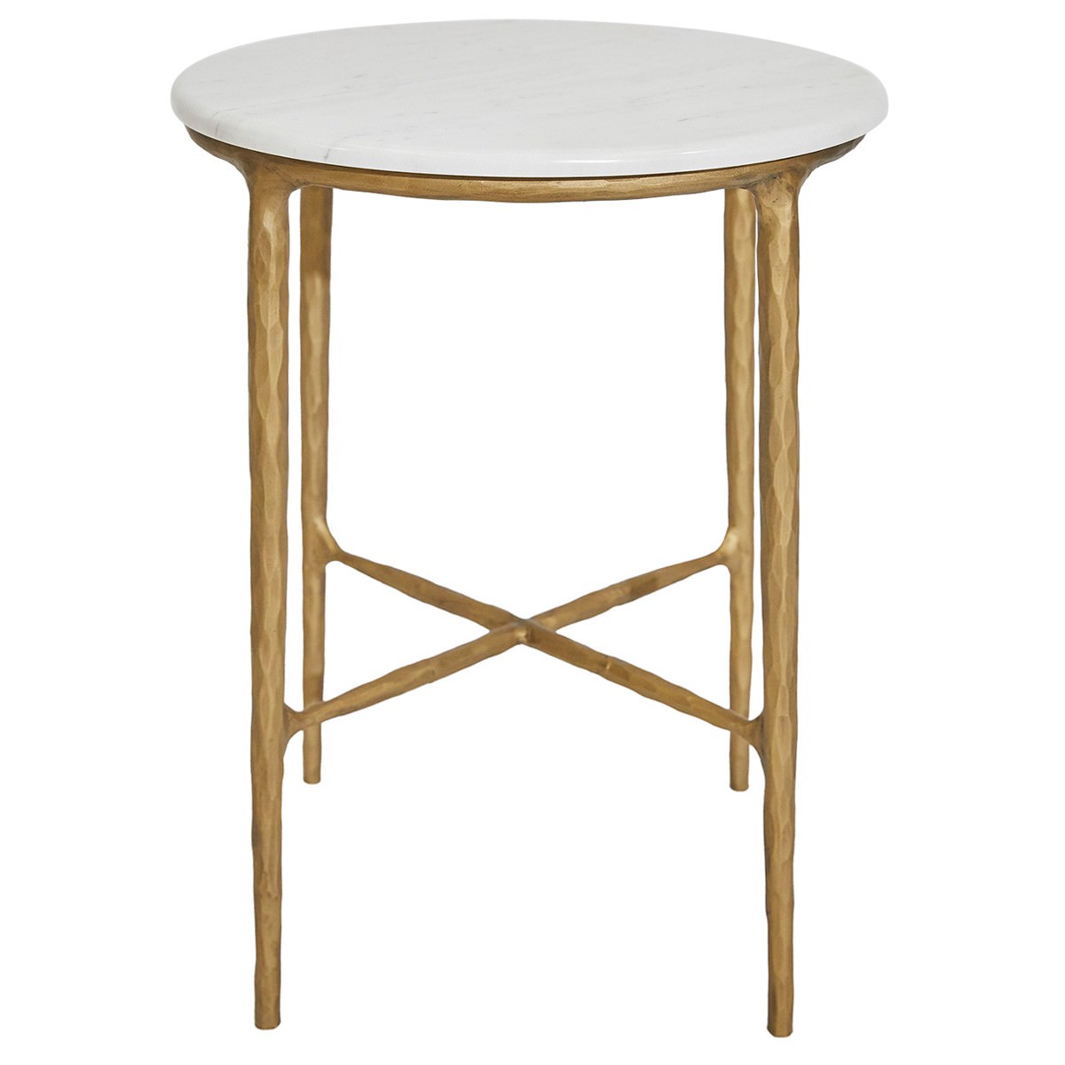 Heston Marble & Iron Round Side Table, Brass