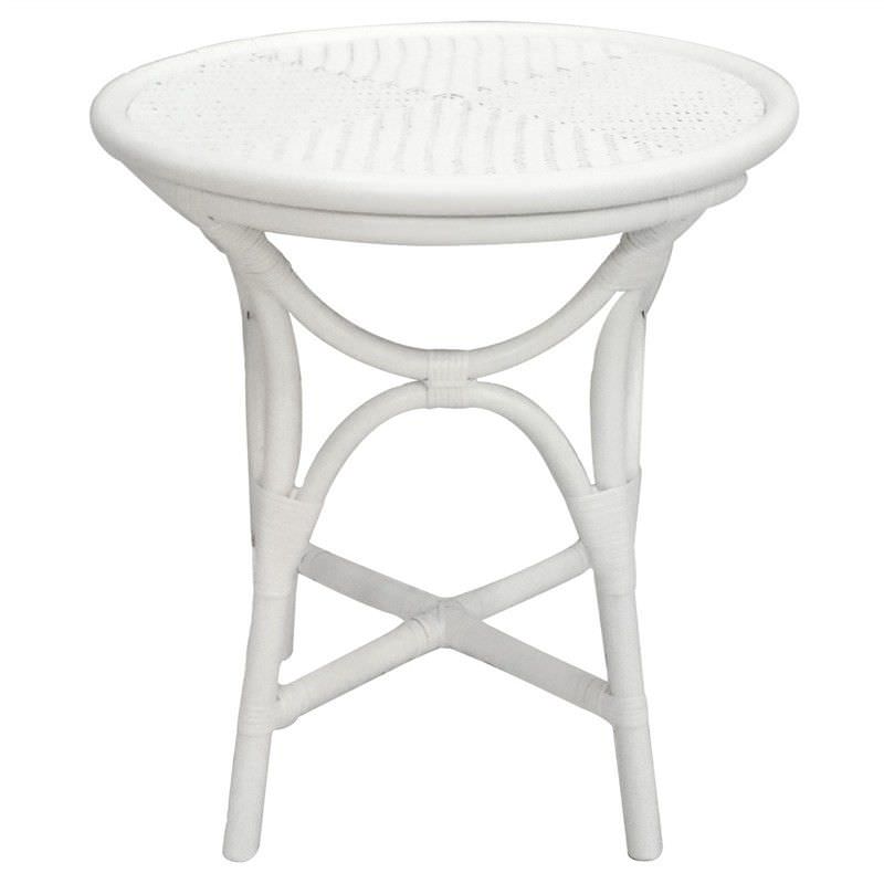 Filton Rattan Round Side Table, White