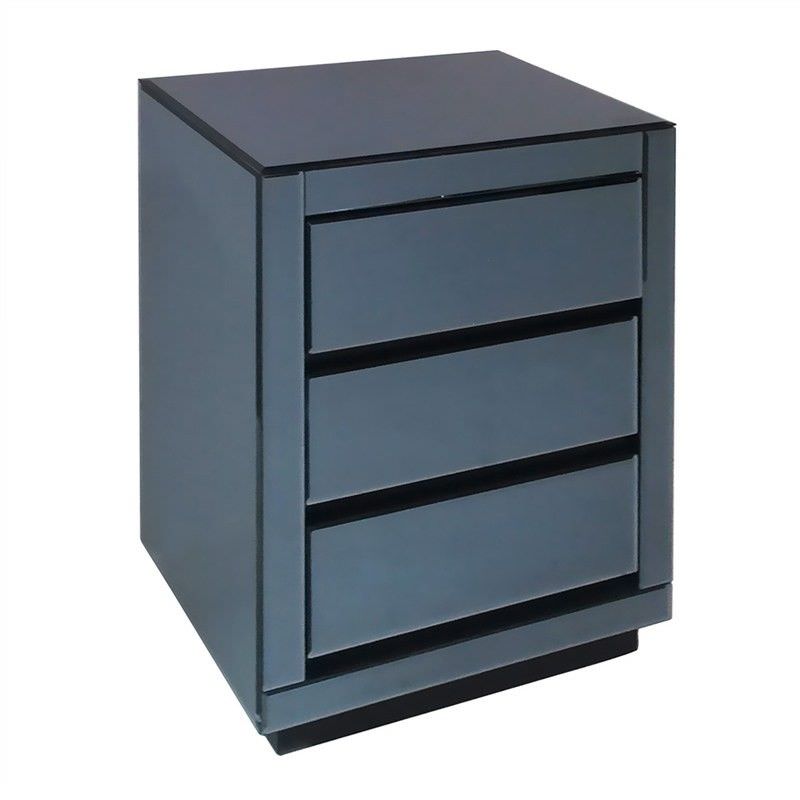 Jardine Mirrored 3 Drawer Bedside Table - Smoke