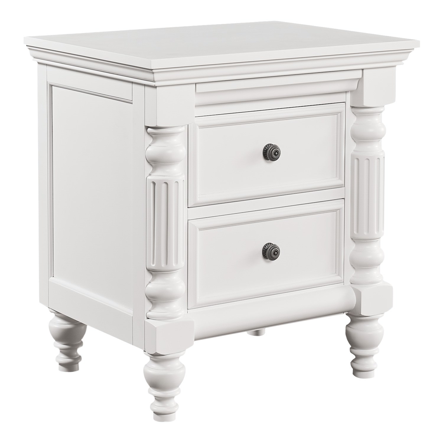 Fitzroy Poplar Timber Bedside Table, Distressed White