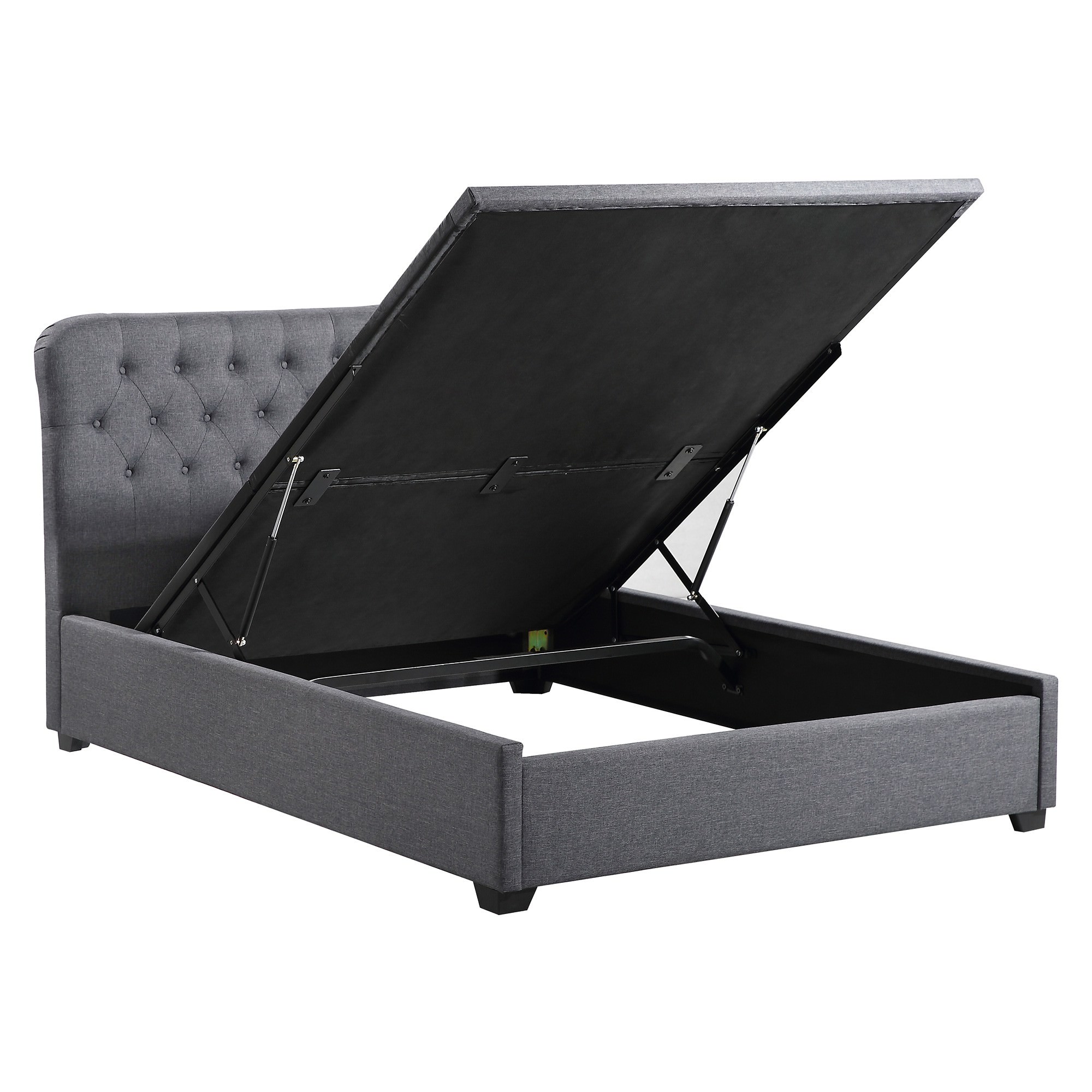 Melvin Fabric Gas Lift Bed, Double, Dark Grey