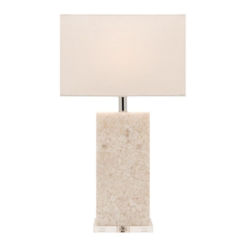 Bethany Stone Base Table Lamp with Linen Shade - Large