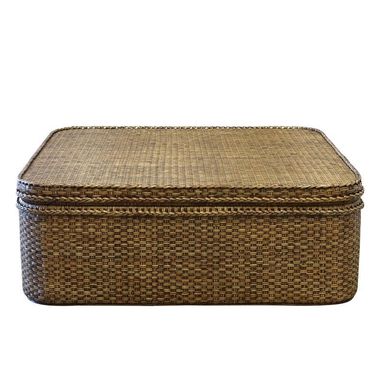 Savannah Rattan Square Storage Coffee Table, 120cm, Tobacco