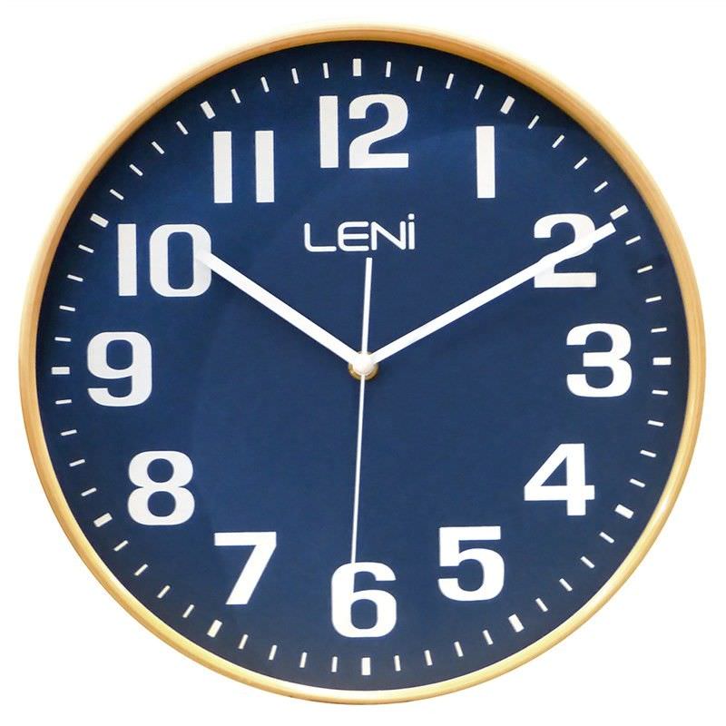 Leni Small Wooden Round Wall Clock Navy