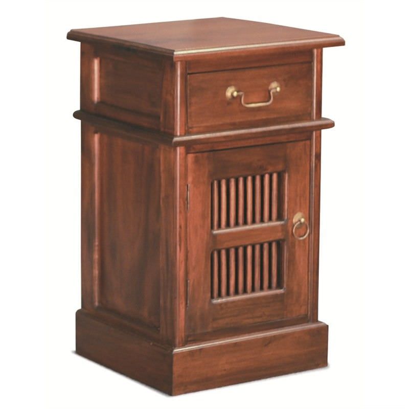 Ruji Solid Mahogany Timber Bedside Table Mahogany