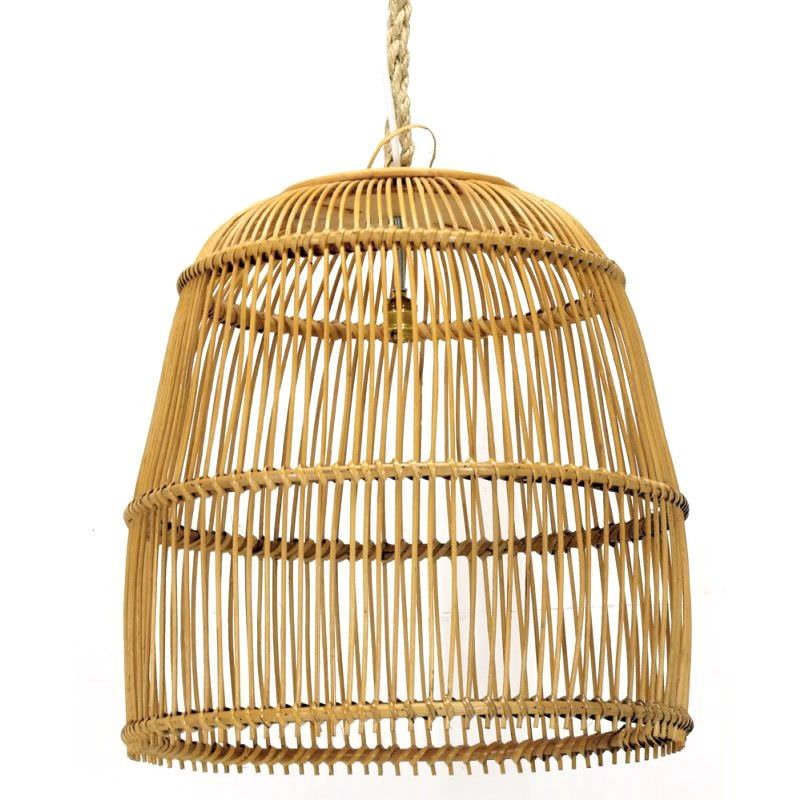 Cabernet Rattan Longer Dome Pendant Light - Natural