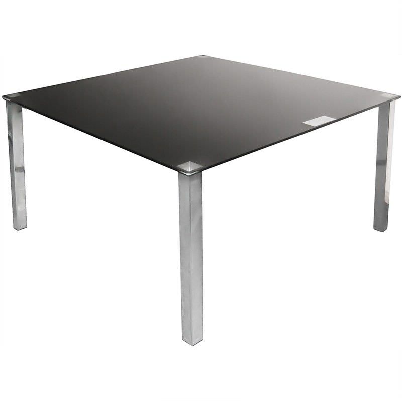 Kimbrell 100cm Glass Top Square Dining Table - Black