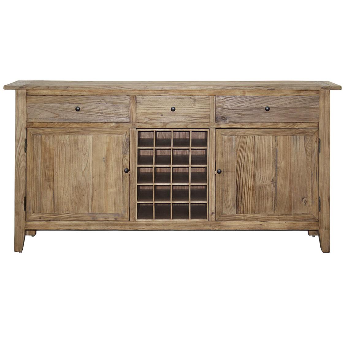 Flinders Recycled Elm Timber 2 Door 3 Drawer Buffet Table with Wine