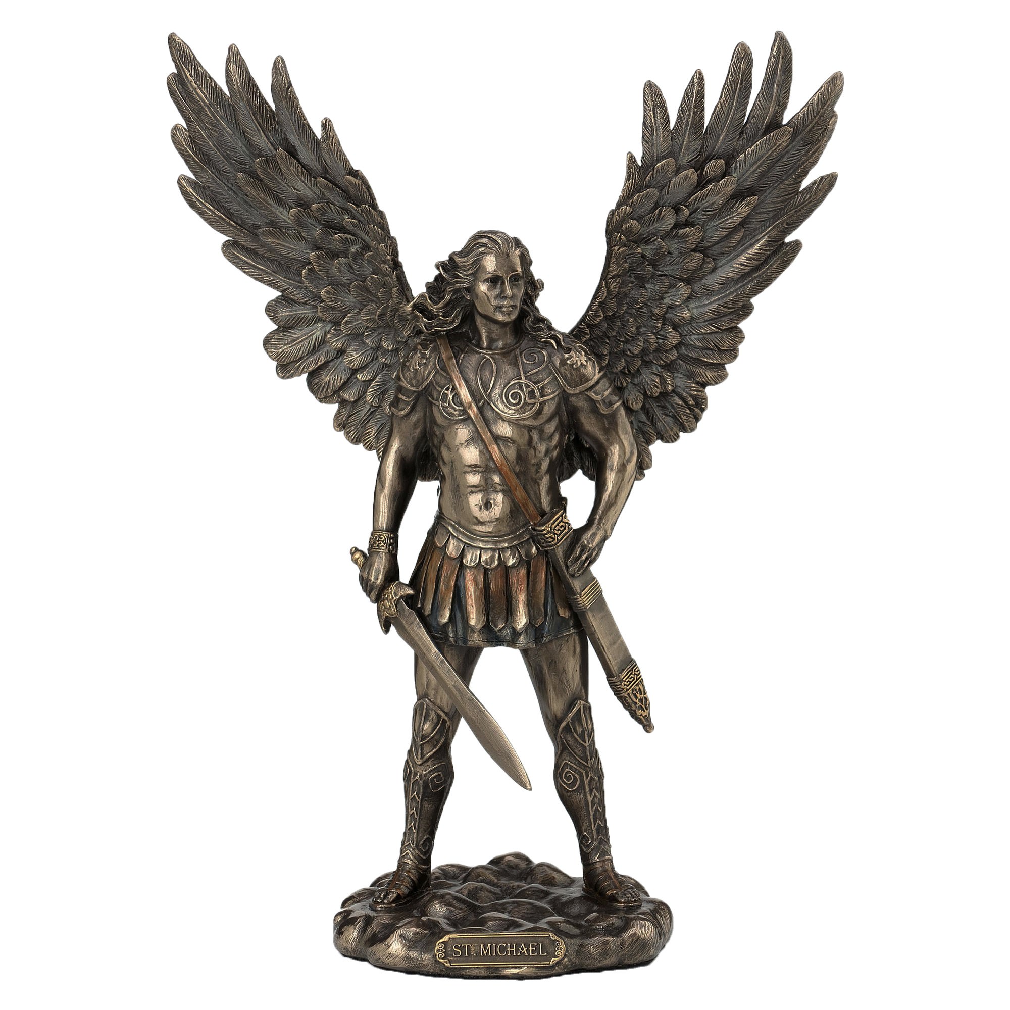 Veronese Cold Cast Bronze Coated Angel Figurine, Archangel Michael, Small