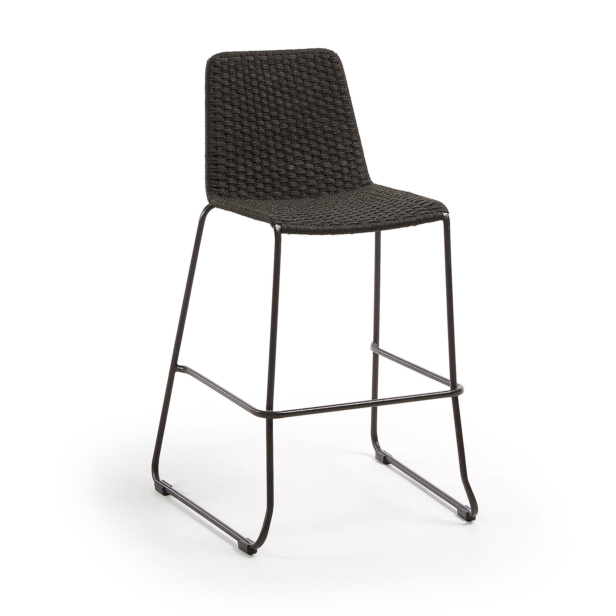 Merilyn Rope & Steel Indoor / Outdoor Bar Stool, Charcoal