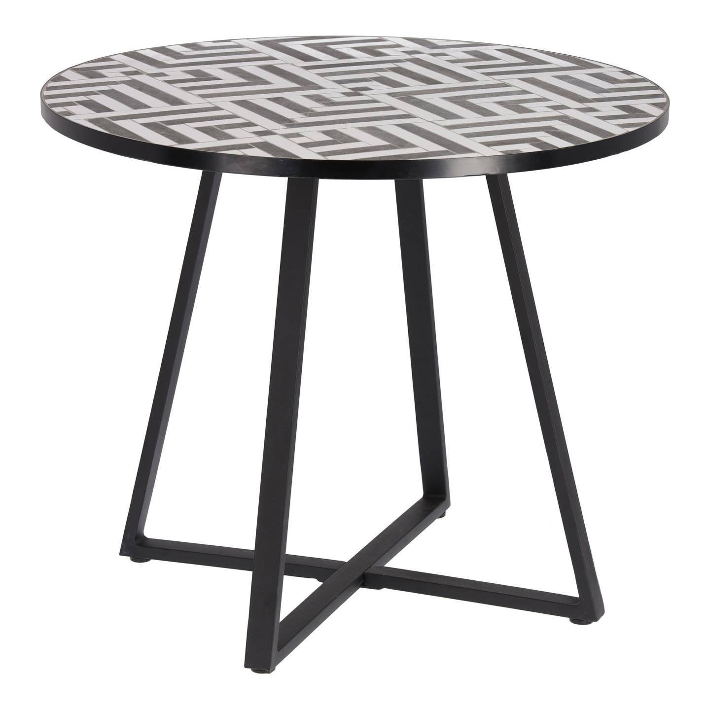 Ira Ceramic Tile Top Steel Round Alfresco Dining Table 90cm