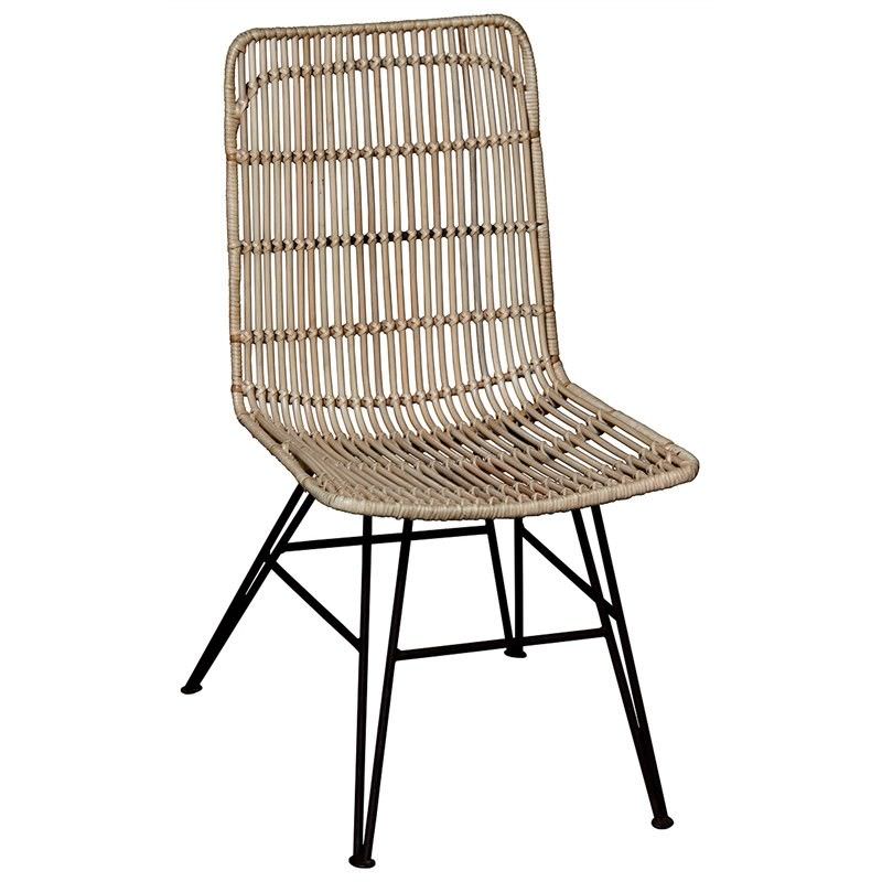 Beau Rattan and Iron Dining Chair