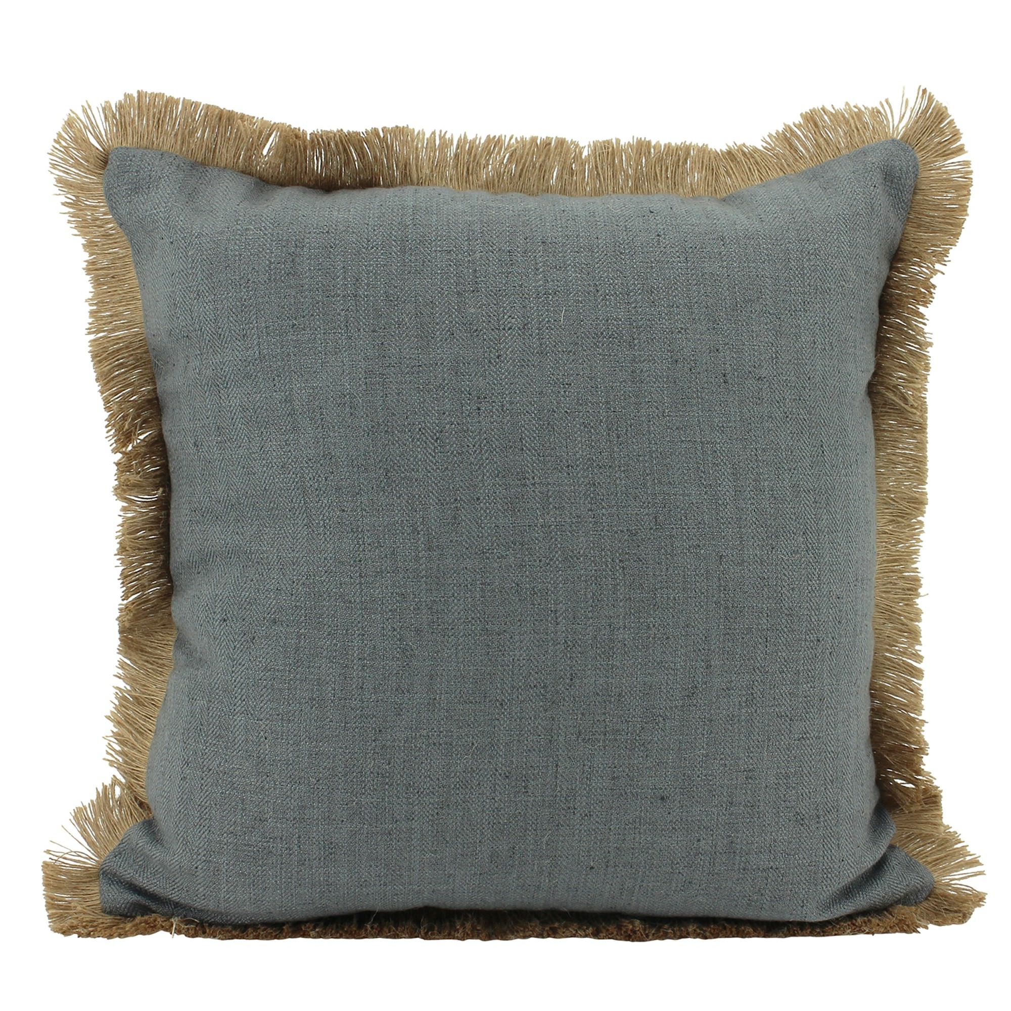 Farra Linen Fringe Scatter Cushion, Dark Grey