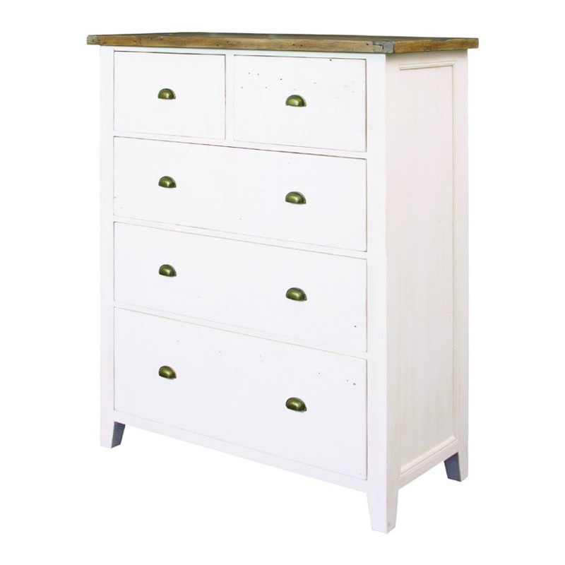 Cotswolds Reclaimed Timber 5 Drawer Tallboy