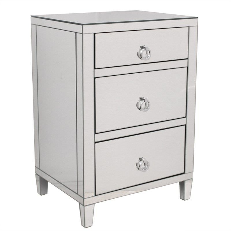 Glamour Mirrored 3 Drawer Bedside Table
