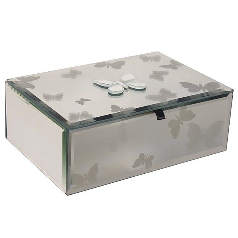 Butterfly Mirrored Jewellery Box Large