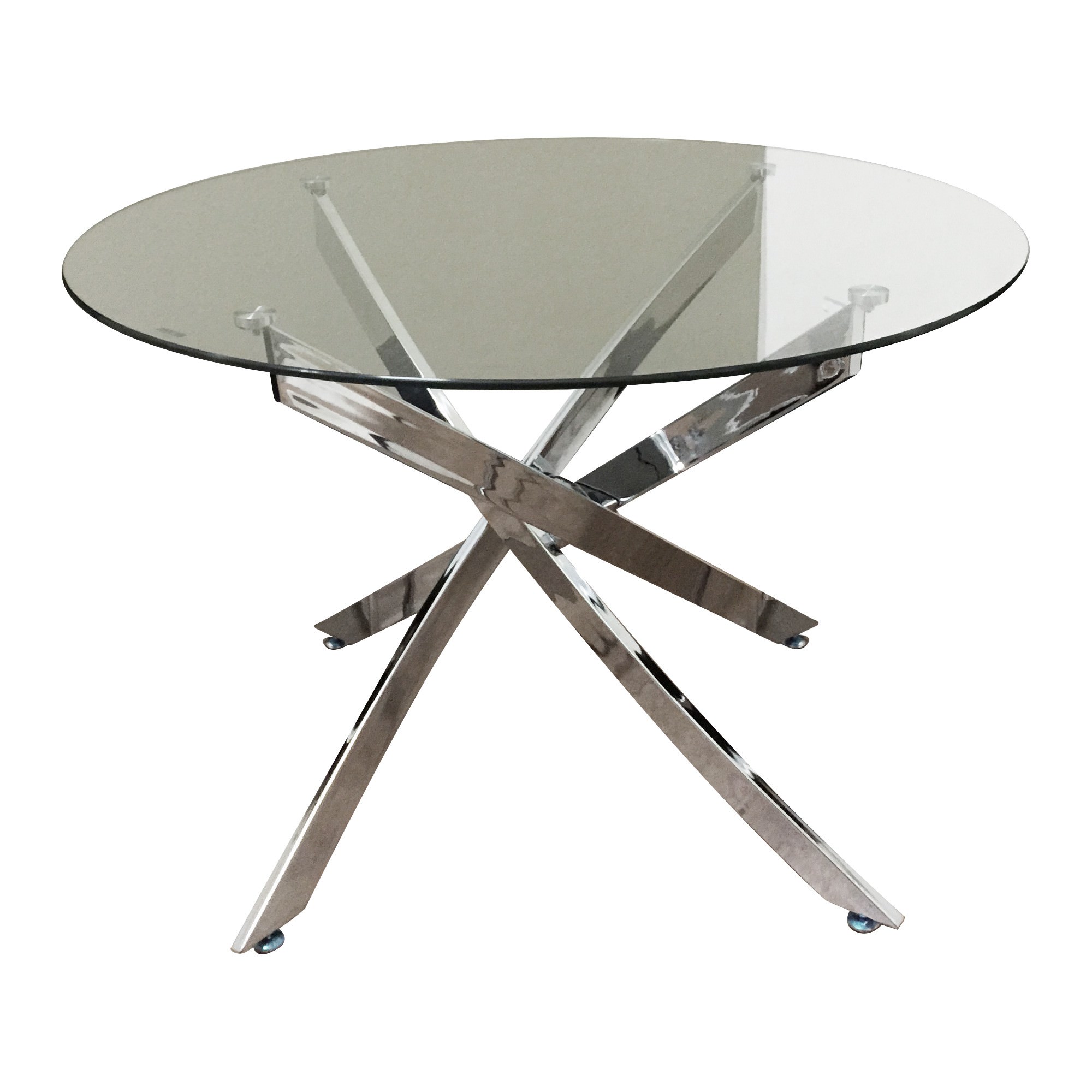 Torres Glass Topped Metal Round Dining Table, 110cm