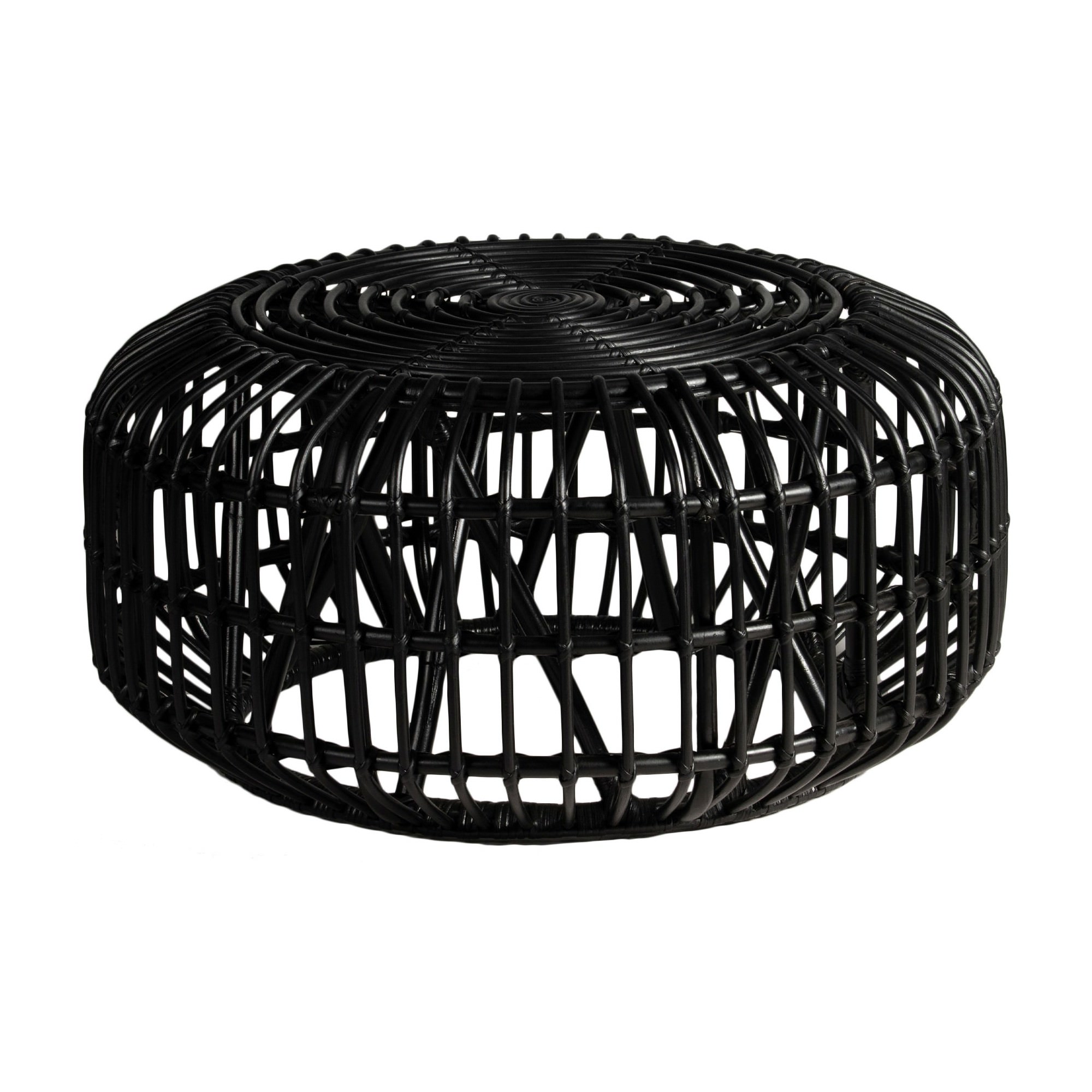 Cape Rattan Round Coffee Table 80cm Black