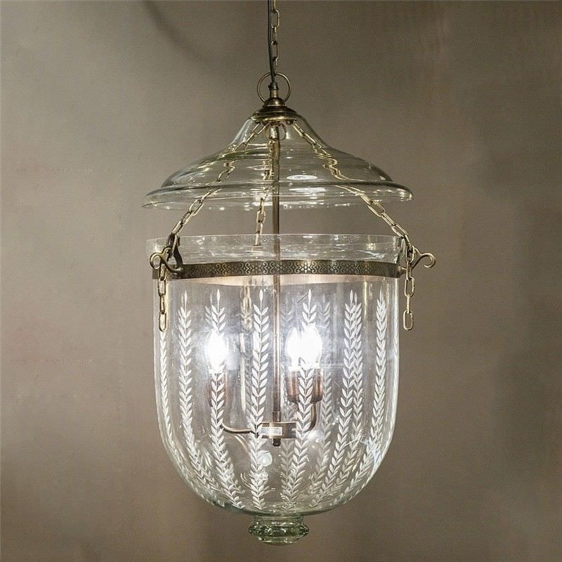 Bell Jar Leaf Cut Glass Pendant Light, Large