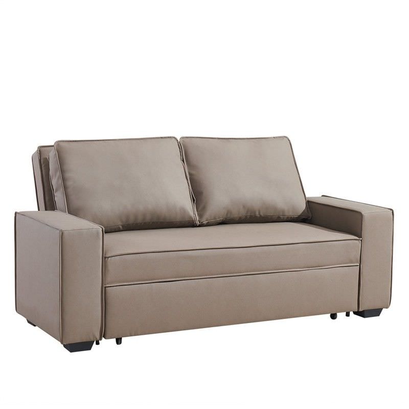 Neo Microfiber PU Leather 2 Seater Sofa Bed, Brown