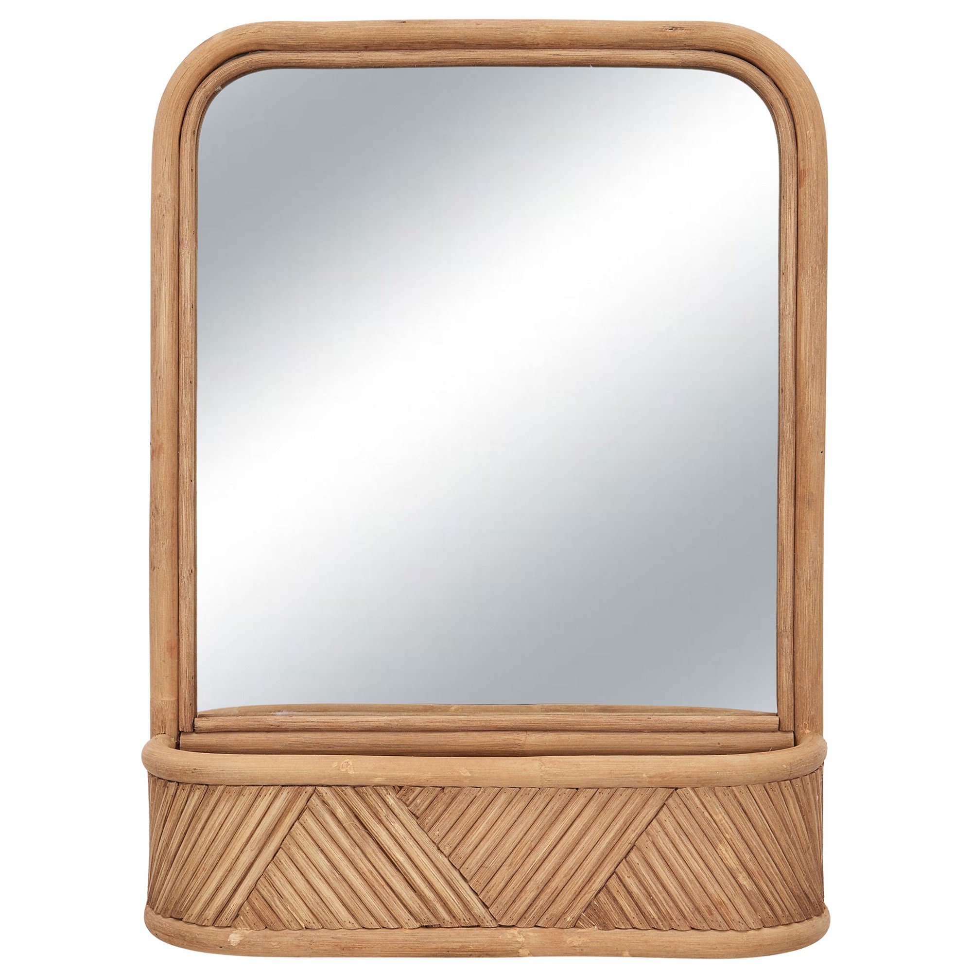 Behati Rattan Frame Wall Mirror with Shelf, 60cm