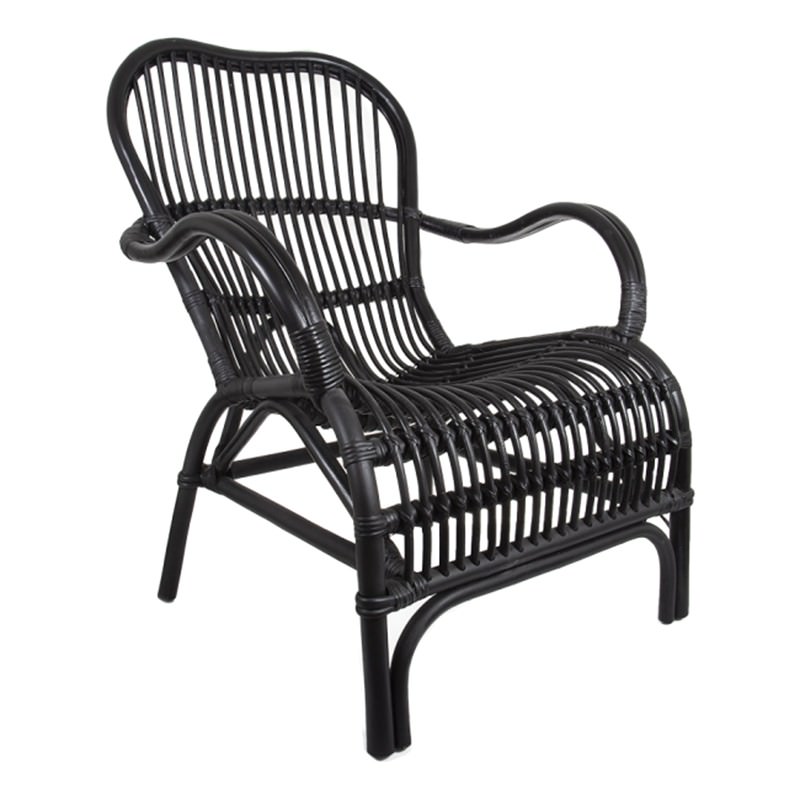 Seville Rattan Lounge Chair, Black