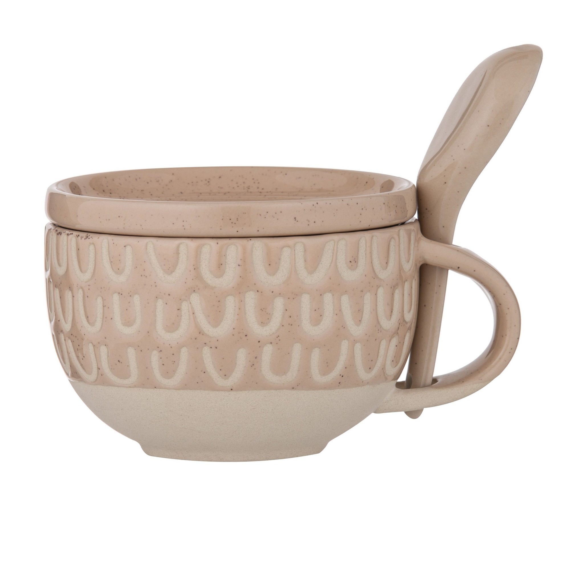 Kitson Ceramic Soup Mug with Lid & Spoon, Nude