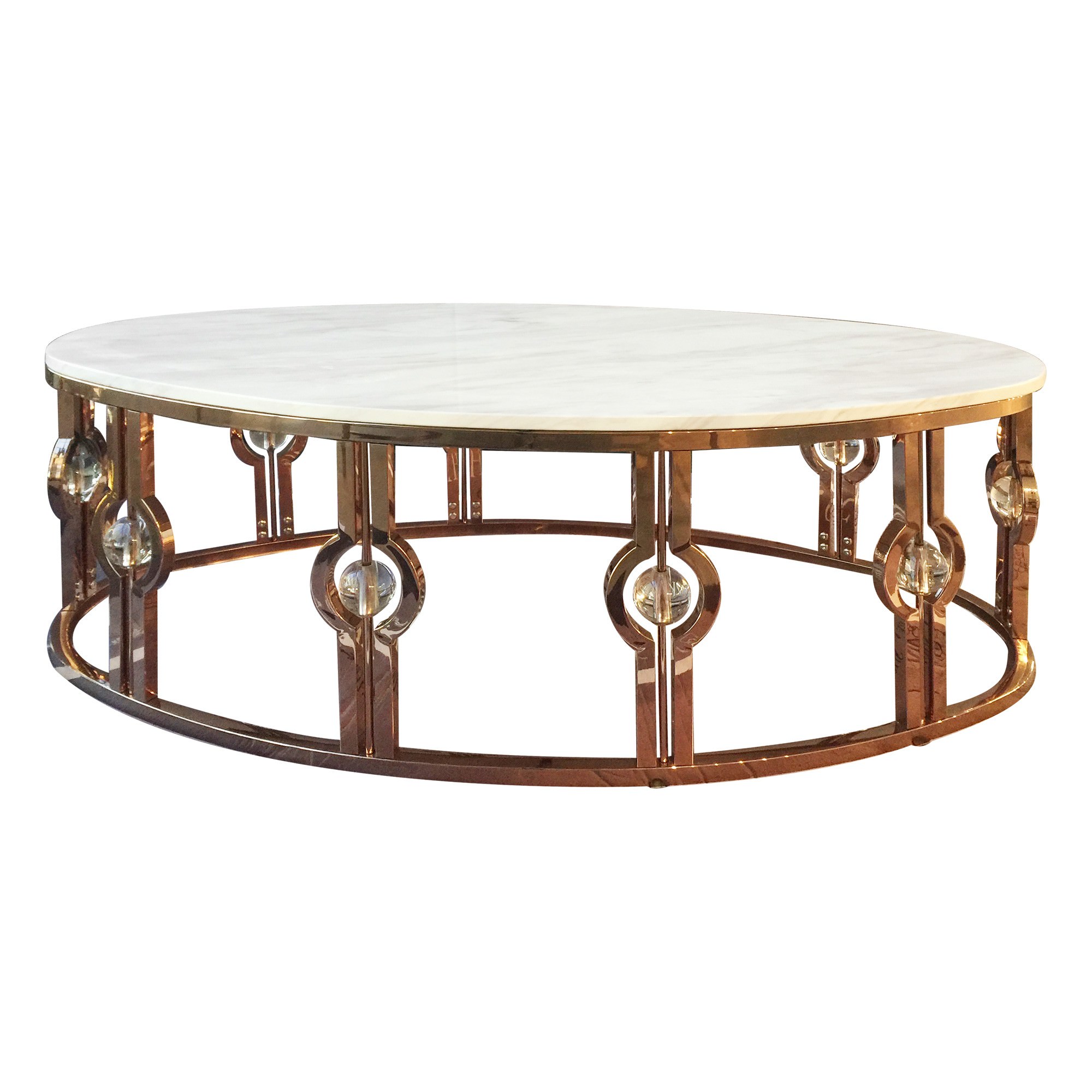 Melissa Marble Topped Metal Round Coffee Table, 130cm