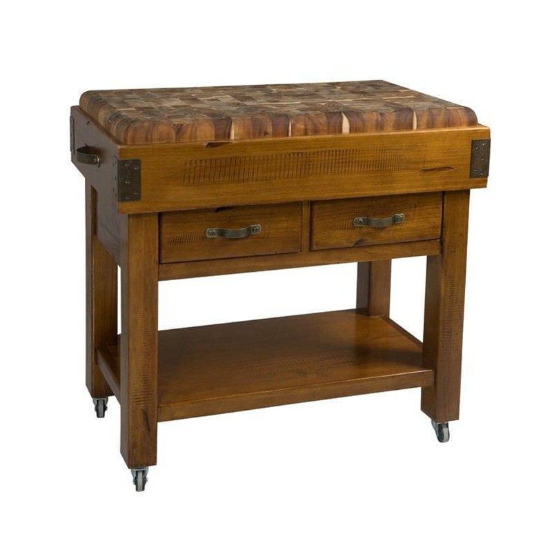 Heritage Butcher Block Kitchen Island / Kitchen Cart Natural