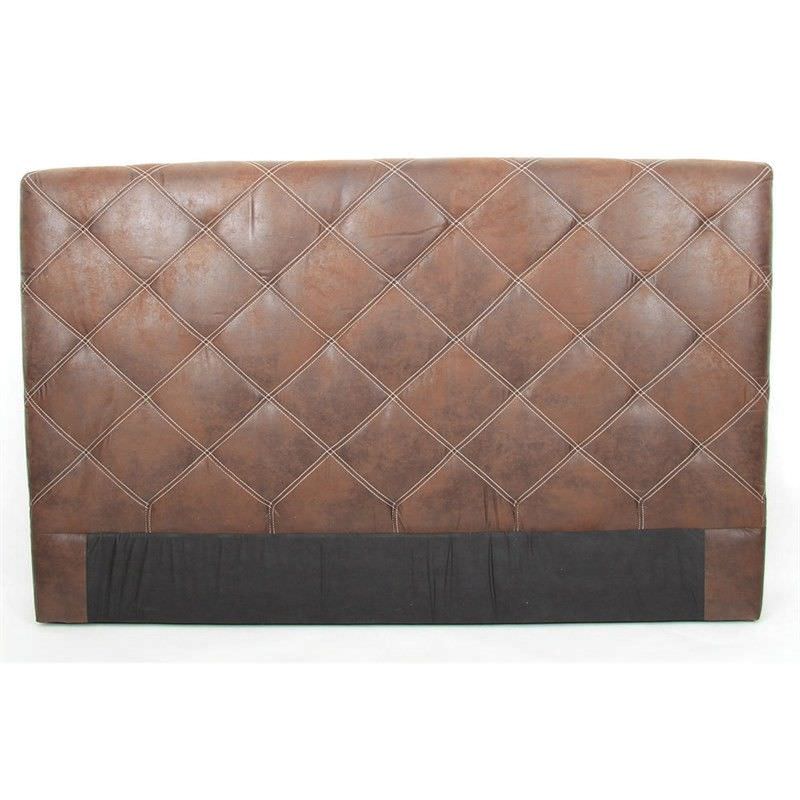 Chelmsford Quilted Faux Leather Queen Size Bed Head Antique Brown
