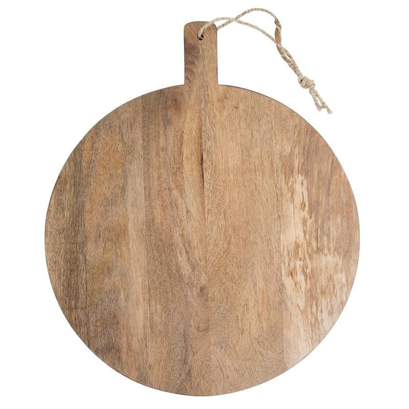 Blayney Solid Mango Wood Timber Round Serving Board with Handle Medium