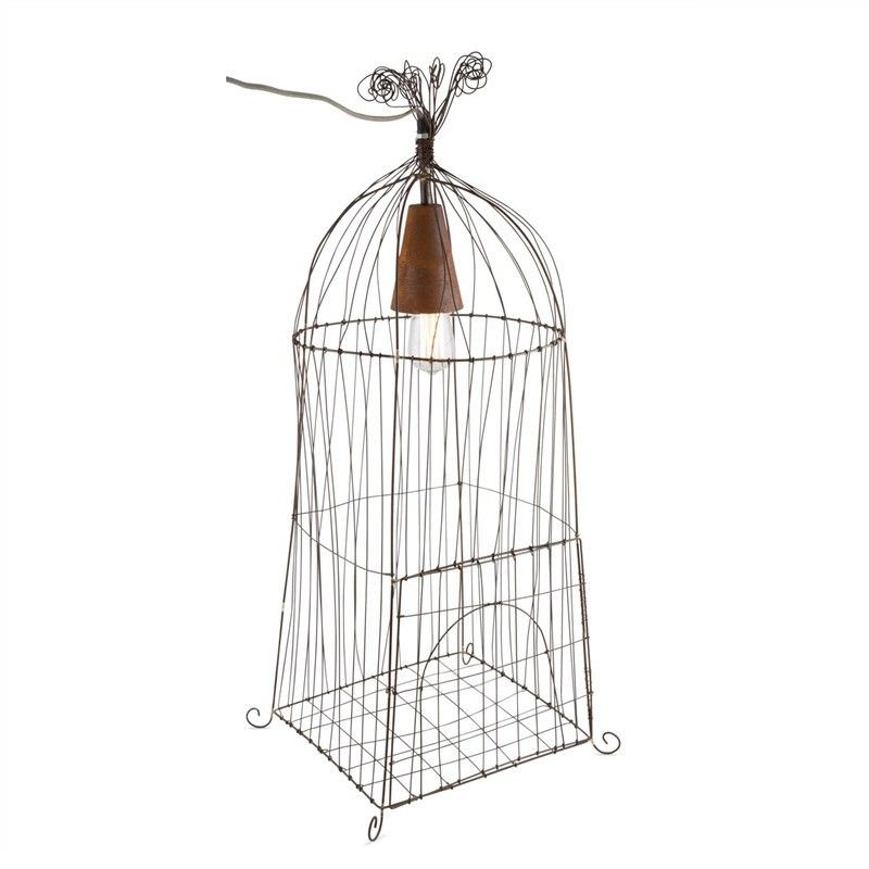 Norbury Wirework Rustic Iron Bird Cage Floor Lamp